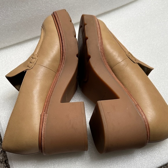 Vince Rowe tan Brown Leather Slip-On Loafers chunky platform size 6 - Picture 8 of 12